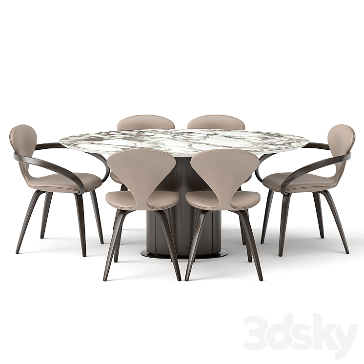 group with oval table apriori ST3 160×100 OM 3DS Max - thumbnail 1