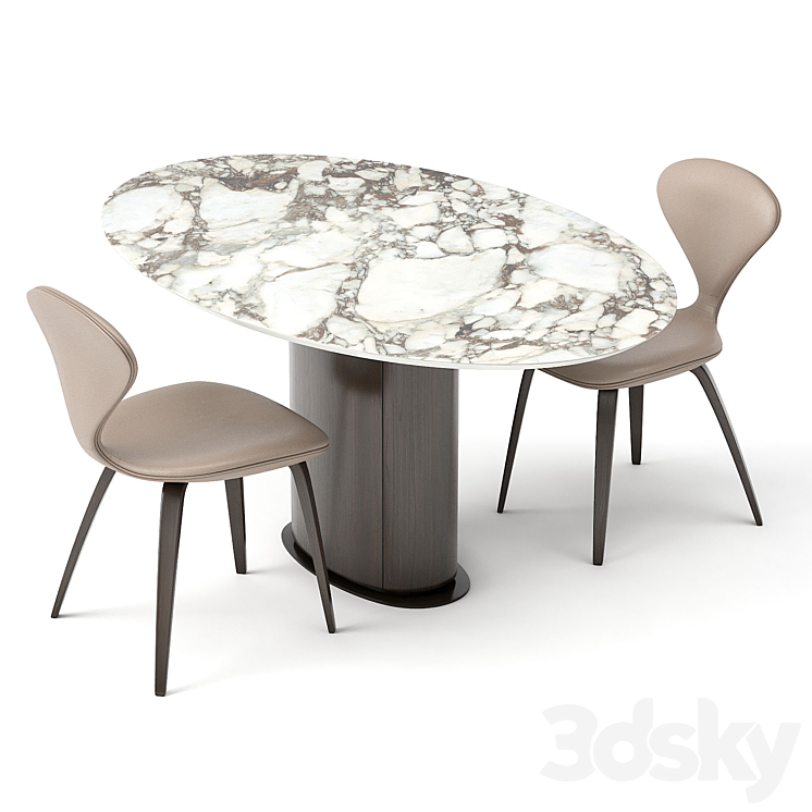 group with oval table apriori ST3 160×100 OM 3DS Max - thumbnail 2