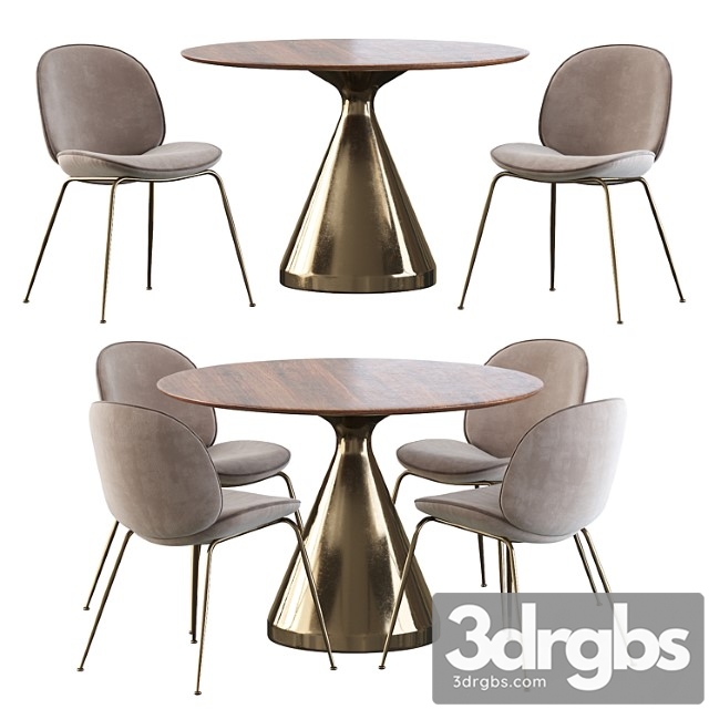 Gubi Beetle Chair And Silhouette Pedestal Round Dining Table 3dsmax Download - thumbnail 1