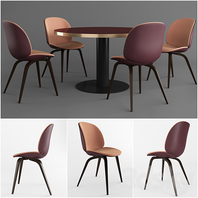 GUBI Beetle Dining Chair & GUBI 2.0 Dining Table 3DSMax File - thumbnail 1