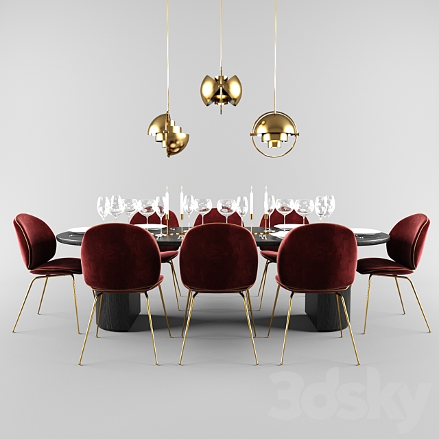 Gubi Beetle dining set 3ds Max - thumbnail 1