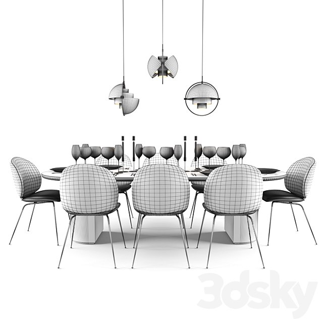 Gubi Beetle dining set 3ds Max - thumbnail 2