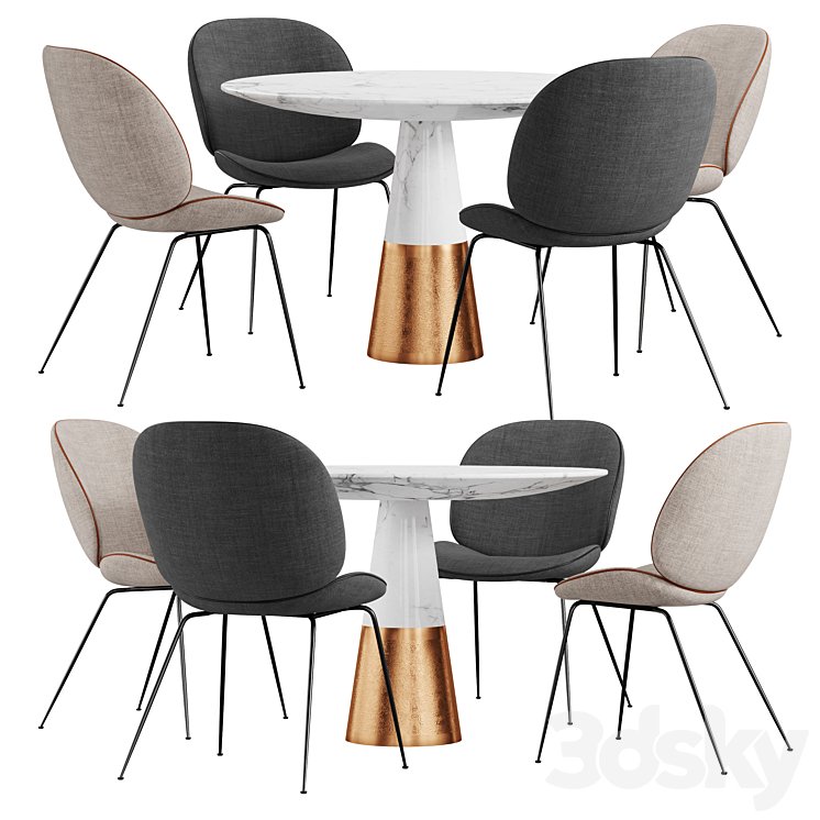 Gubi & CB2 Vex dining set 3DS Max Model - thumbnail 1