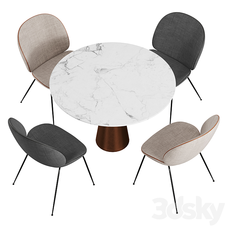 Gubi & CB2 Vex dining set 3DS Max Model - thumbnail 2