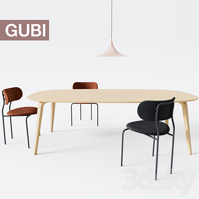 Gubi Coco Chair Dining Table Dining Table 3ds Max - thumbnail 1