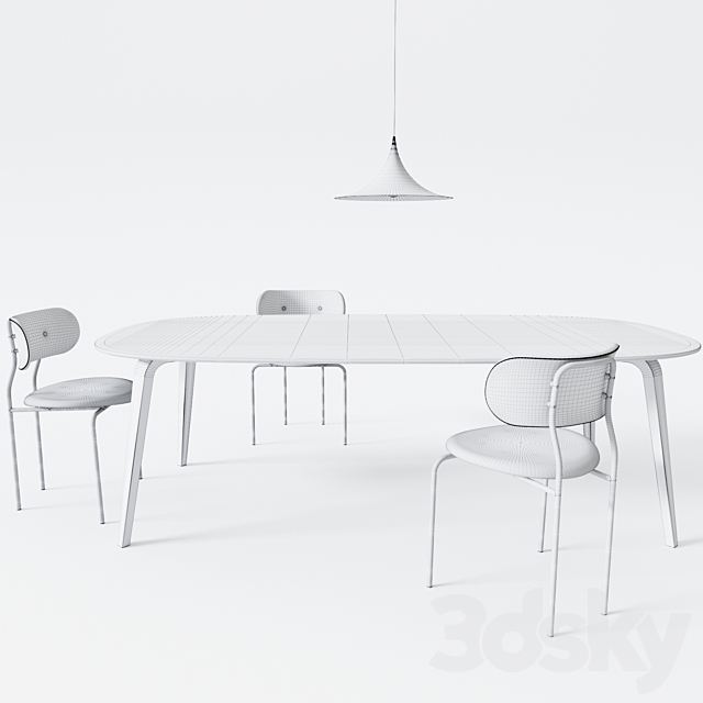 Gubi Coco Chair Dining Table Dining Table 3ds Max - thumbnail 3