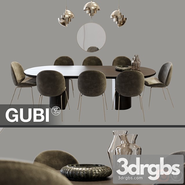 Gubi dining set 1 2 3dsmax Download - thumbnail 1