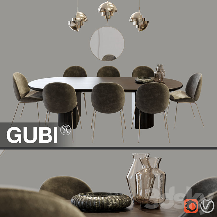 Gubi Dining Set 1 3DS Max - thumbnail 1