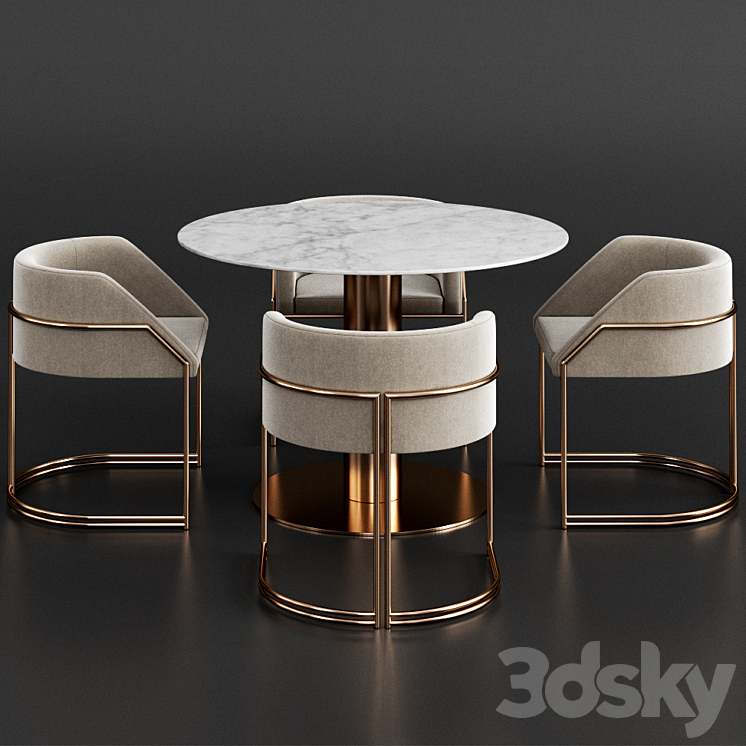 Gubi & Giopagani Dinning Set 3DS Max - thumbnail 2