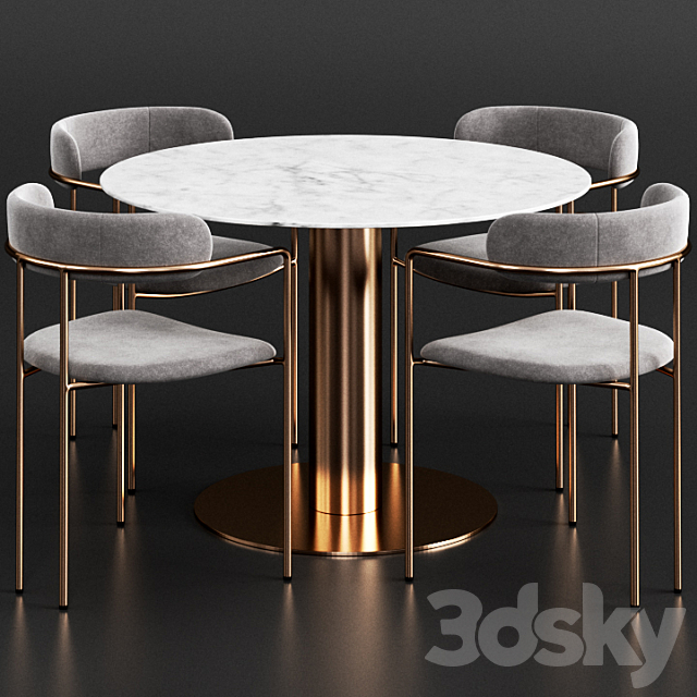 Gubi & West Elm Dinning Set 3DS Max Model - thumbnail 2