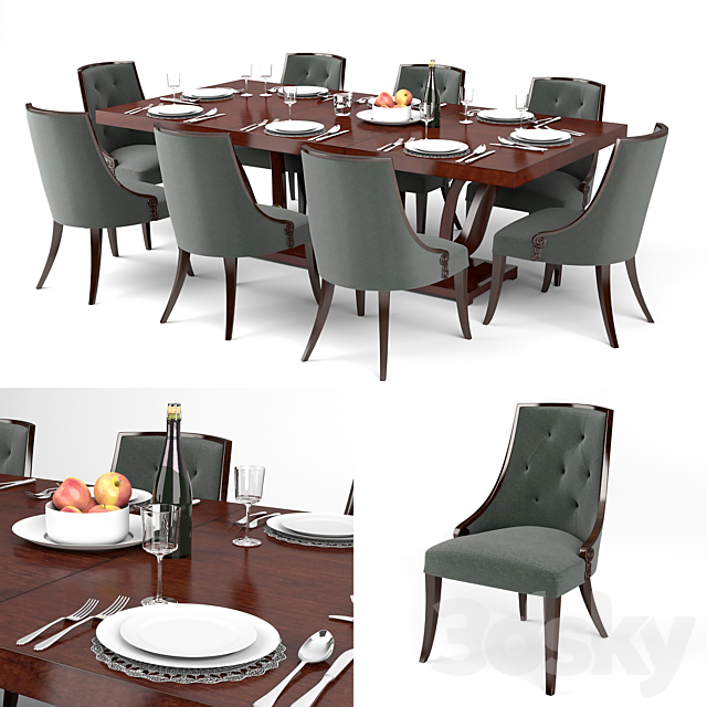 Guy Fontaine Dining Table & chairs 3DSMax File - thumbnail 1