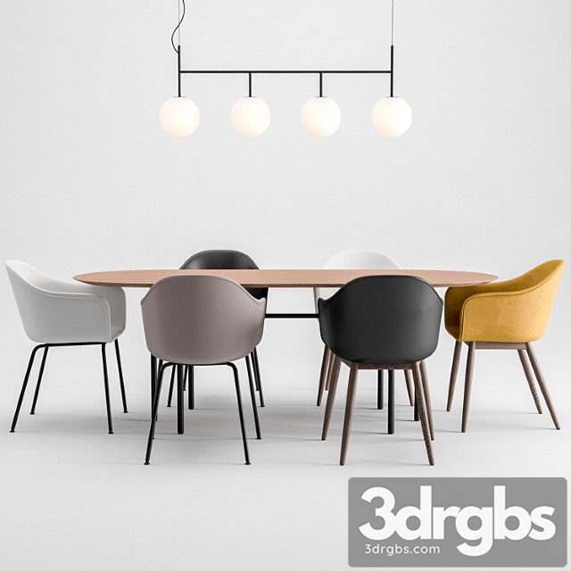 Harbor chair upholstery + snaregade table + tr bulb by menu 2 3dsmax Download - thumbnail 1