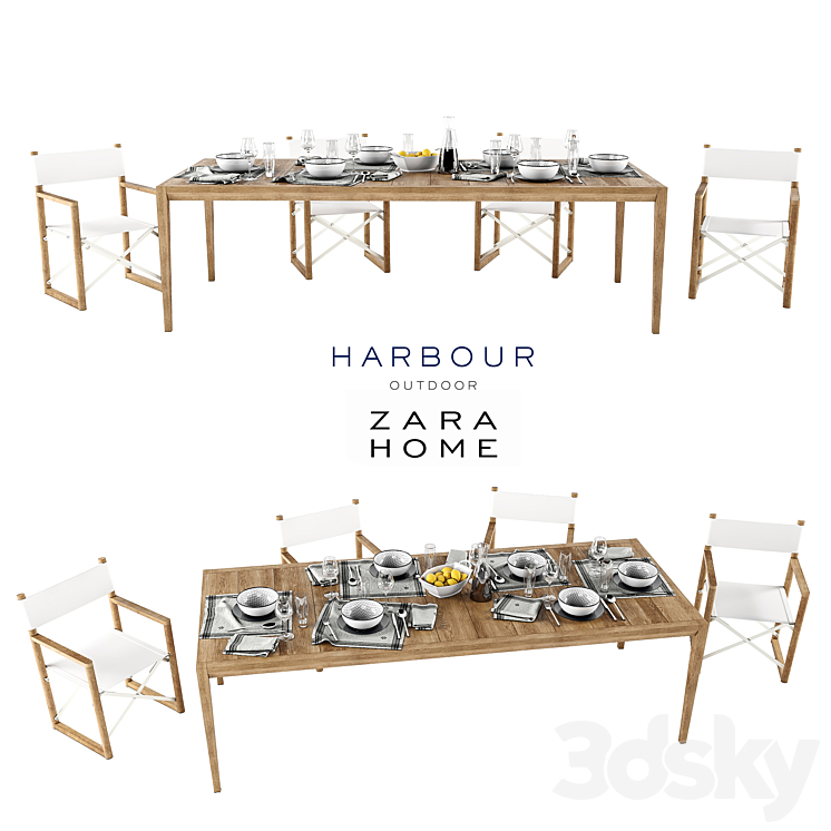 Harbor Outdoor collect and Zara Home table setting 3DS Max - thumbnail 1