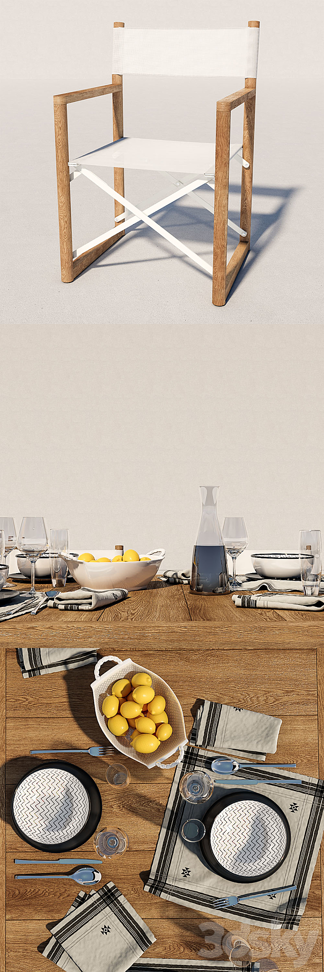 Harbor Outdoor collect and Zara Home table setting 3DSMax File - thumbnail 3