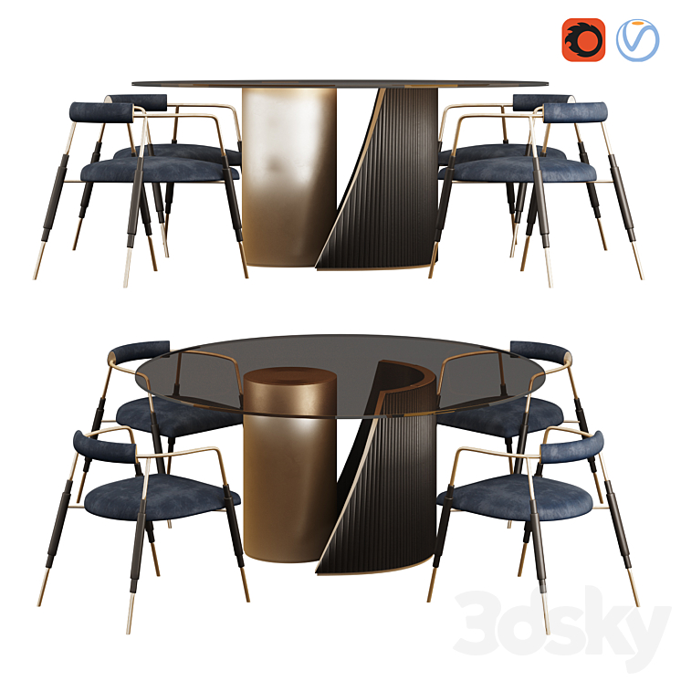 Hege Table and Frame Chair by Shake 3DS Max - thumbnail 1