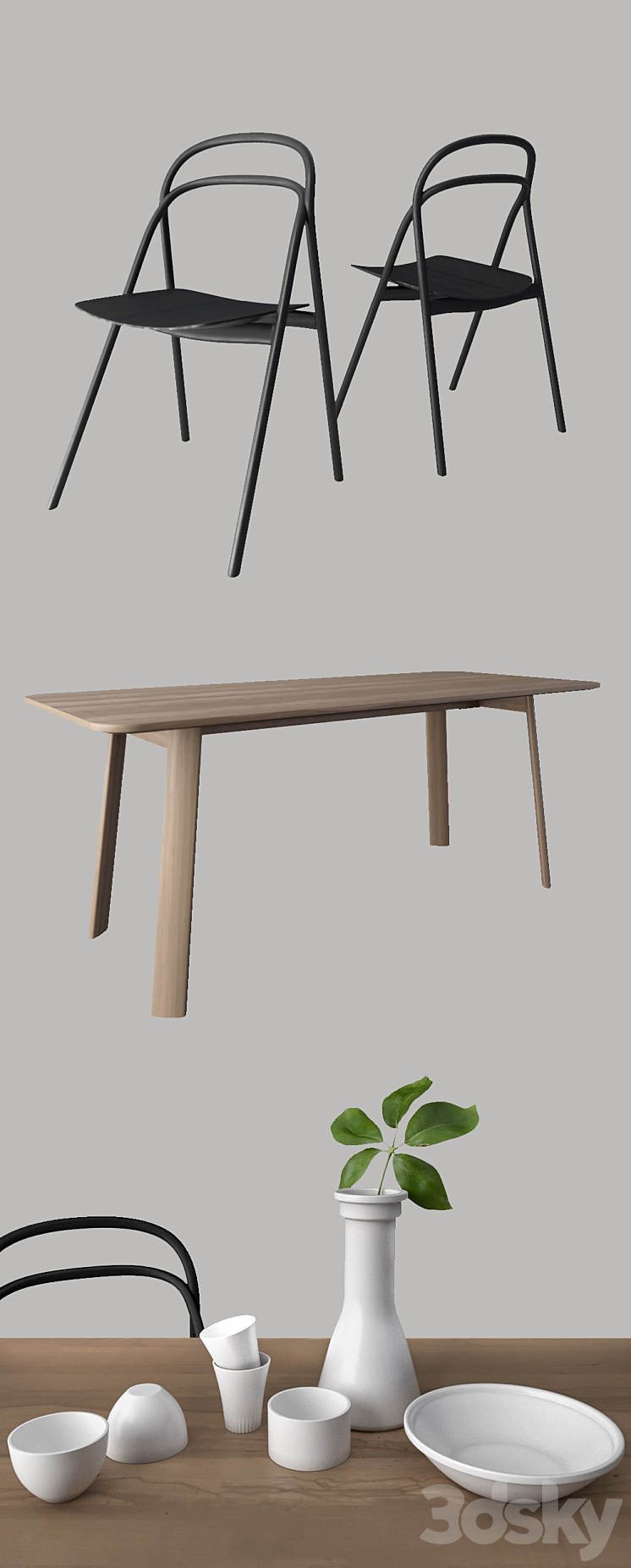 HEM set Udon Chair & Alle Table 3DS Max - thumbnail 2