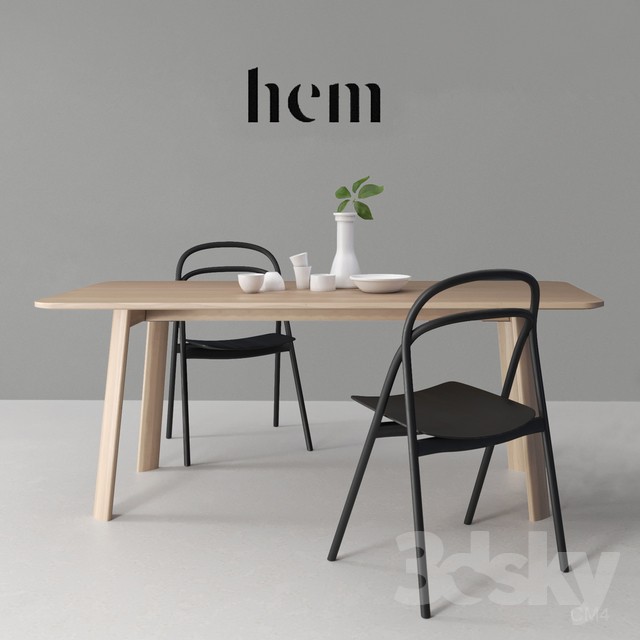 HEM set Udon Chair & Alle Table 3DS Max - thumbnail 3