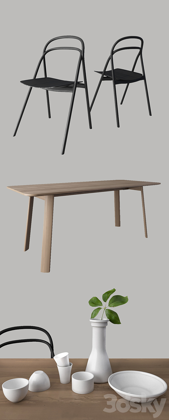 HEM set Udon Chair & Alle Table 3DSMax File - thumbnail 2