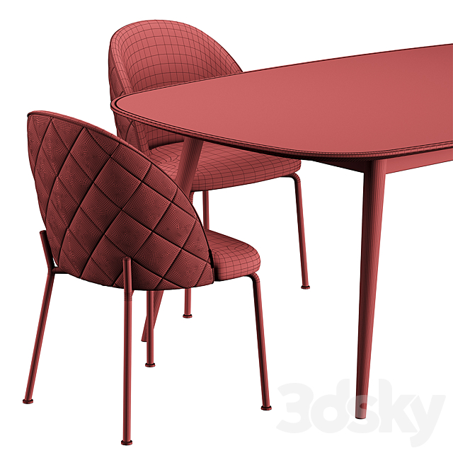 HER 042 G Dijon table Dijon Chair 3DS Max Model - thumbnail 6