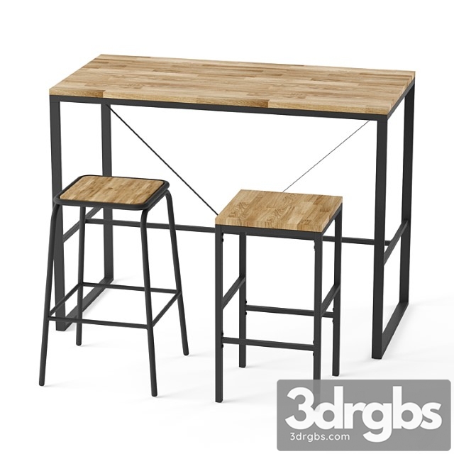 Hiba bar or counter stool and table set 1 2 3dsmax Download - thumbnail 1