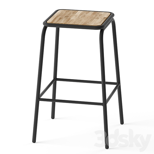 Hiba bar or counter stool and table set 1 3DS Max Model - thumbnail 2