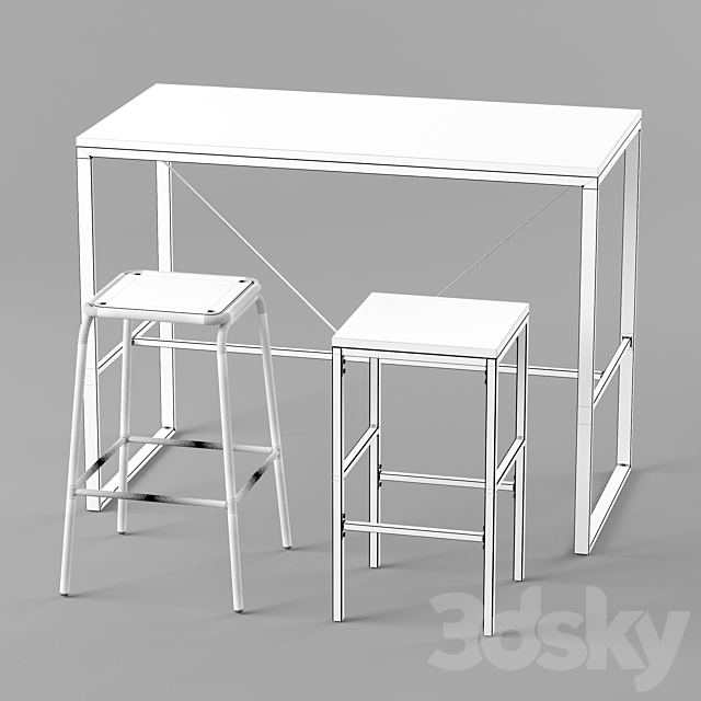 Hiba bar or counter stool and table set 1 3DS Max Model - thumbnail 5