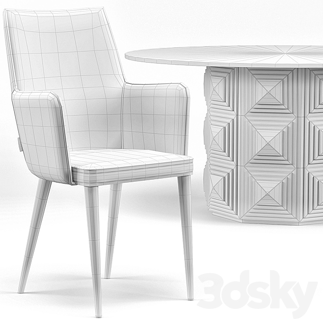 Holen Dining Chair. Gwyneth Round Dining Table 3DSMax File - thumbnail 3