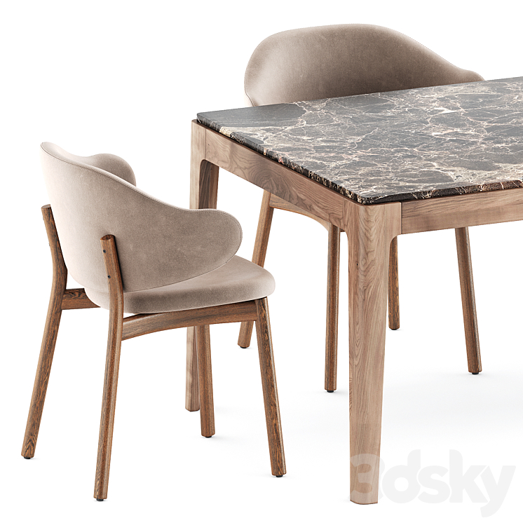 Holly chairs by Calligaris and Ziggy table by Porada 3DS Max Model - thumbnail 2