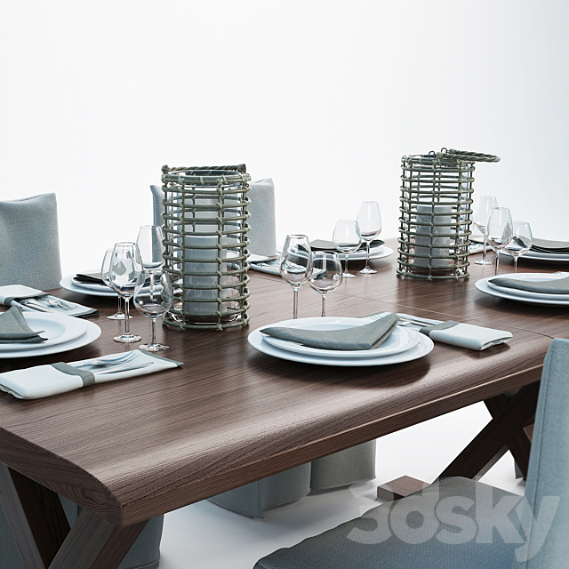 holly hunt dining set 3ds Max - thumbnail 3