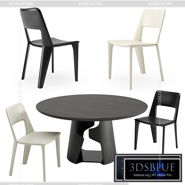 Holly Hunt Pelle Dining Chair + Cava Dining Table 3DS Max - thumbnail 3