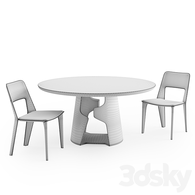 Holly Hunt Pelle Dining Chair + Cava Dining Table 3DSMax File - thumbnail 6