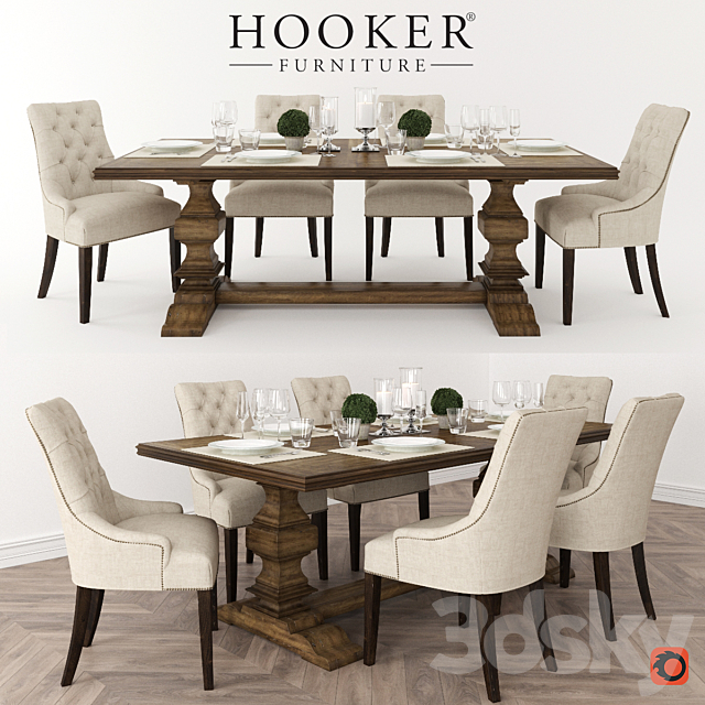 Hooker Furniture Archivist Trestle Table 3DSMax File - thumbnail 1