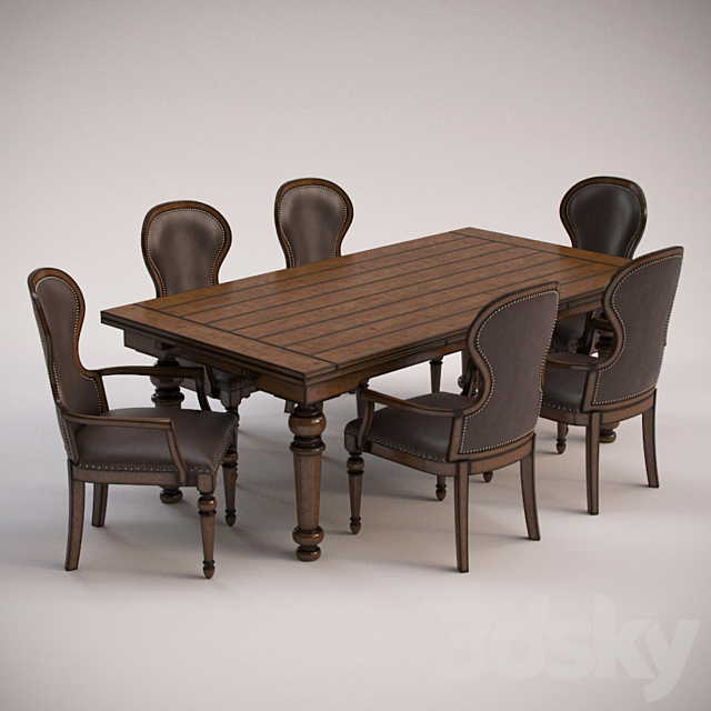 Hooker Furniture Armshair & Refectory Table 3DS Max Model - thumbnail 2