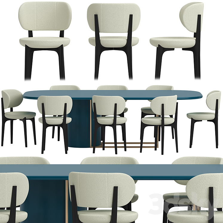 HORUS table and RICHMOND chairs by Secolo 3DS Max - thumbnail 1