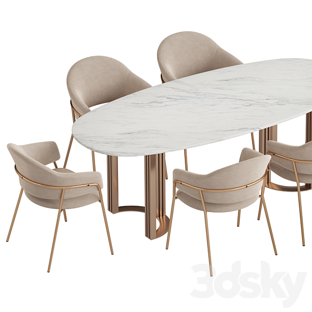 Hudkoff Lord table Gloria chair 3DS Max Model - thumbnail 2