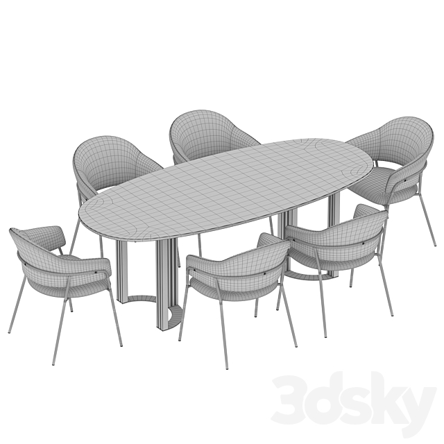 Hudkoff Lord table Gloria chair 3DS Max Model - thumbnail 3