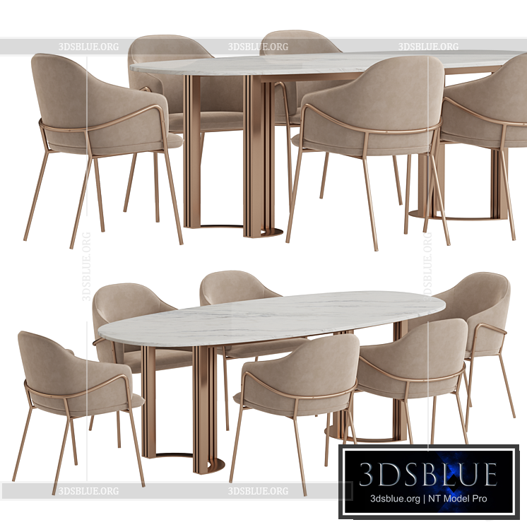 Hudkoff Lord table Stanley chair dining set 3DS Max - thumbnail 3