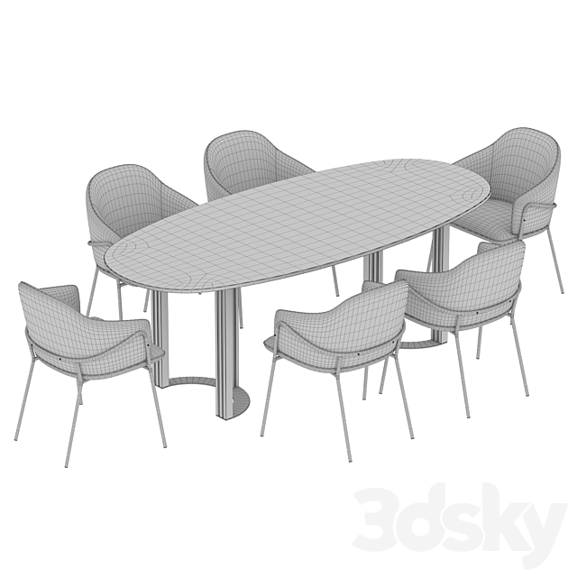 Hudkoff Lord table Stanley chair dining set 3DS Max Model - thumbnail 3