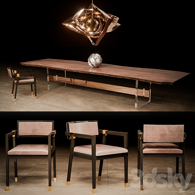 Hudson dining set 3DS Max - thumbnail 1