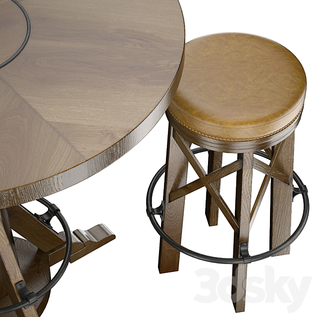 HUNTINGDON COLLECTION table and bar stool 3DS Max Model - thumbnail 2