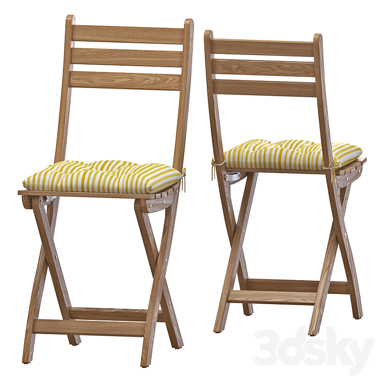 IKEA ASKHOLMEN Table And Chairs 3DS Max - thumbnail 2