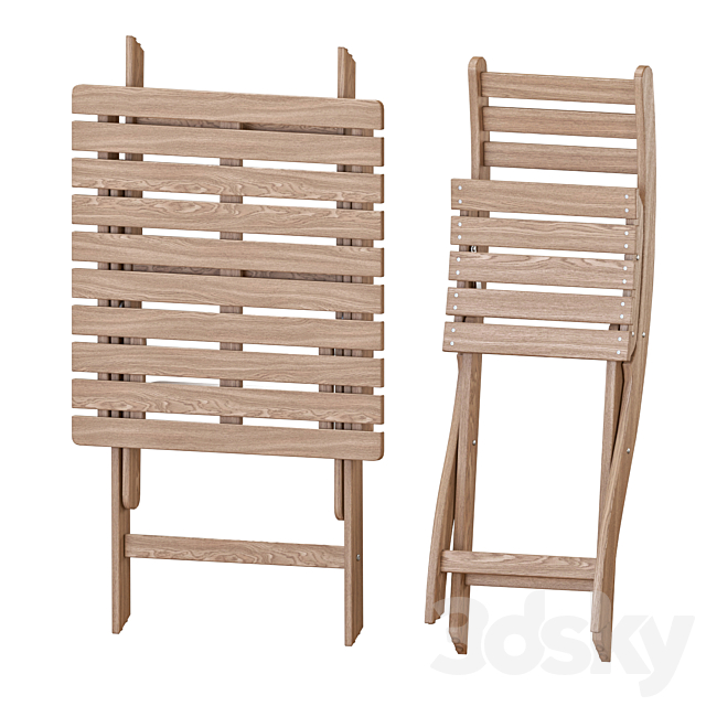 IKEA ASKHOLMEN Table And Chairs Set 2 3DS Max Model - thumbnail 4