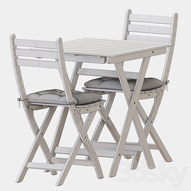 IKEA ASKHOLMEN Table And Chairs Set 2 3DS Max Model - thumbnail 6