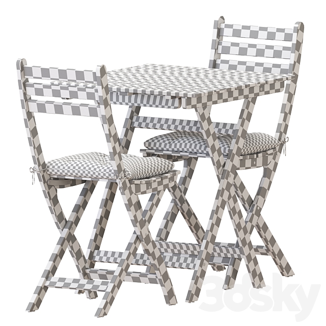 IKEA ASKHOLMEN Table And Chairs Set 2 3DS Max Model - thumbnail 7