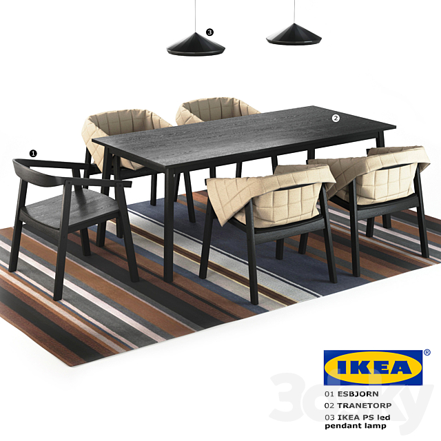 IKEA (chair Esbjorn. Table Tranetorp. Ikea PS led lamp) 3ds Max - thumbnail 1