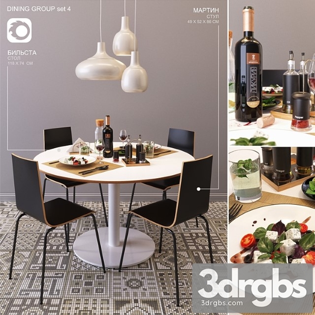 Ikea Dining group Set4 2 3dsmax Download - thumbnail 1