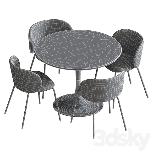 IKEA DOCKSTA KRYLBO table and chairs 3DS Max Model - thumbnail 3