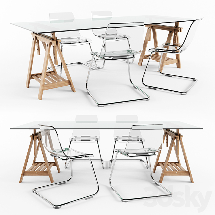 Ikea Finnvard Table With Tobias Chair 3DS Max - thumbnail 1