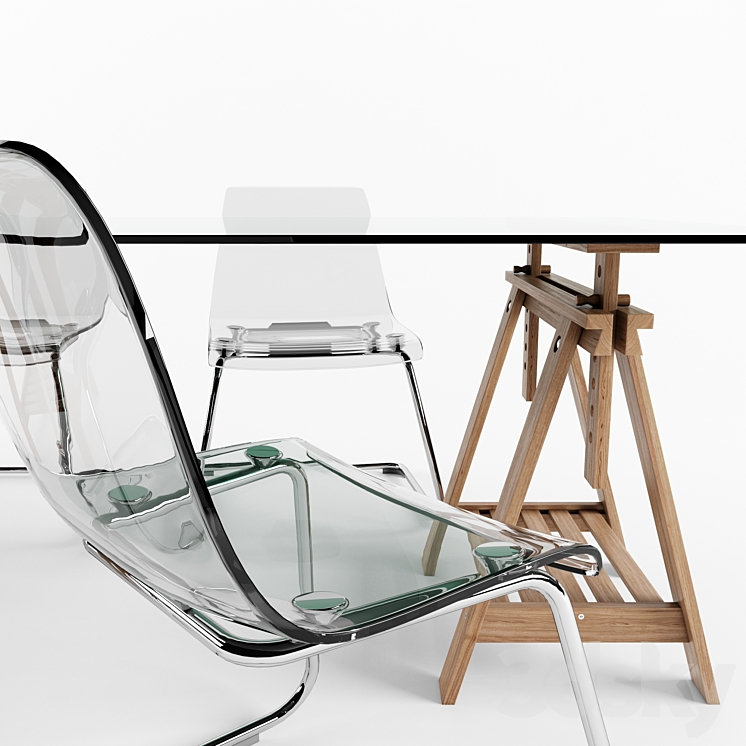 Ikea Finnvard Table With Tobias Chair 3DS Max - thumbnail 2