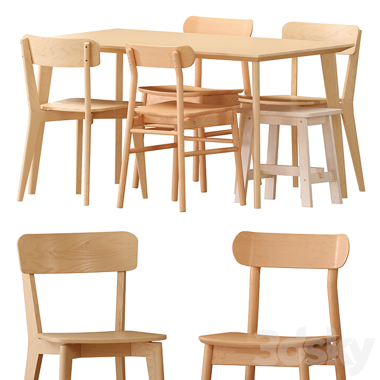 IKEA LISABO Table And Chairs 3DS Max - thumbnail 1